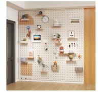 Zfmnoyev Paneles Organizadores De Pared De Tablero Perforado, Tablero De Madera De 18 Mm De Grosor para Almacenamiento, Kit De Tableros Perforados para Exhibición En La Pared(Blanco,60x80 cm)