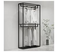 Zfmnoyev Perchero De Pie para Tienda De Ropa con Estantes, Perchero Metálico Comercial Resistente, Organizador De Ropa, Zapatos Y Bolsos para Estudio O Boutique(150x40x230 cm)