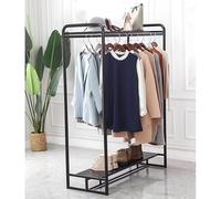 Zfmnoyev Perchero Metálico Independiente con Estantes, Expositor De Ropa Resistente para Tiendas, Estantería Doble De Gran Capacidad, Expositor De Ropa Comercial para Boutiques(Black,180x50x160 cm)