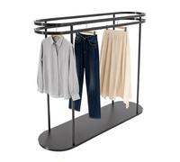 Zfmnoyev Perchero Ovalado De Hierro, Perchero De Doble Barra Resistente, Pie Comercial, Ideal para Dormitorios, Boutiques Y Lavanderías(Black,150x50x165 cm)