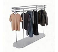 Zfmnoyev Perchero Ovalado De Hierro, Perchero De Doble Barra Resistente, Pie Comercial, Ideal para Dormitorios, Boutiques Y Lavanderías(Silver,120x50x155 cm)