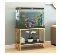Zfmnoyev Soporte De Metal para Acuario, Estante Resistente De 2 Niveles para Peceras, Soporte De Almacenamiento para Accesorios De Peceras, para El Hogar Y La Oficina(Gold-B,80x30x70 cm)