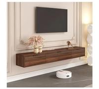 Zfmnoyev Soporte De TV Flotante De Pared, Soporte De TV Bajo De Madera Maciza, Mueble De Almacenamiento Debajo del Televisor, Consola Multimedia Moderna con Orificios para Cables(marrón,180x22x21 cm)