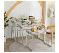 Zfmnoyev Soporte Metálico para Exhibición De Zapatos Y Bolsos, Juego De 3 Estantes Expositores Modernos Y Resistentes, Mesas Expositoras Apilables para Tiendas, Ideal para Tiendas Minoristas(Silver)