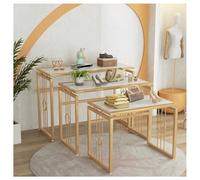 Zfmnoyev Soporte Metálico para Exhibición De Zapatos Y Bolsos, Juego De 3 Estantes Expositores Modernos Y Resistentes, Mesas Expositoras Apilables para Tiendas, Ideal para Tiendas Minoristas(Gold)