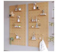 Zfmnoyev Tablero Perforado De Madera Maciza, 1,8 Cm De Grosor para Exhibición En La Pared, Paneles Organizadores De Pared, Modular con Soportes(Natural,40x120 cm)