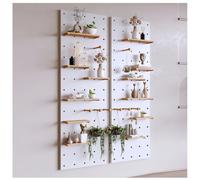Zfmnoyev Tablero Perforado De Madera Maciza, 1,8 Cm De Grosor para Exhibición En La Pared, Paneles Organizadores De Pared, Modular con Soportes(Blanco,60x80 cm)
