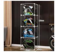 Zfmnoyev Vitrina Organizadora para Cascos, Contenedores De Plástico Transparente Apilables con Tapa, Vitrina para Libros Y Cosméticos, para Guardar Cascos De Motocicleta(42x32x122 cm-4PCS)