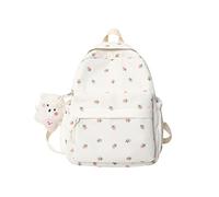 ZFOFLIK Mochila escolar de flores pequeñas para adolescentes, mochila floral kawaii para niñas, mujeres, estudiantes, estética, bonita mochila para niñas de 8 a 10 años (blanco)
