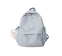 ZFOFLIK Pequeña mochila escolar de flores para adolescentes, mochila floral kawaii para niñas, mujeres, estudiantes, estética, bonita mini bolsa de libros, Azul, S, Mini mochila con diseño de flores