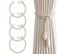 ZFRITP 4 piezas de beso para cortinas grandes perlas, fijación de cortinas de algodón hecho a mano, abraza cortinas, lo suficientemente fuerte y no es fácil de deformar, adecuado para decoración de