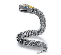 ZFSBRTL Pulsera Nórdica Vintage Ouroboros, Cadena de Rey Serpiente Cobre Retro para Hombre, Joyería de Amuleto Vikingo, Brazalete Motorista Gótico,23cm
