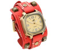 ZFSBRTL - Reloj de pulsera unisex de cuero, analógico de cuarzo, para hombre, reloj de pulsera deportivo casual vintage clásico, ancho de pulsera de piel punk regalo de cumpleaños, rojo