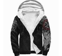 ZFSBRTL Sudadera con Capucha de Felpa Nórdica para Hombre, Vikingo Impreso en 3D Odin Wolf Fenrir Tattoo Totem Cremallera Ropa Abrigo Invierno Streetwear Mujer Chaqueta Disfraz,Zipper,L