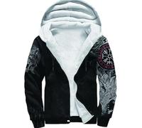 ZFSBRTL Sudadera con Capucha de Felpa Nórdica para Hombre, Vikingo Impreso en 3D Odin Wolf Fenrir Tattoo Totem Cremallera Ropa Abrigo Invierno Streetwear Mujer Chaqueta Disfraz,Zipper,XXL