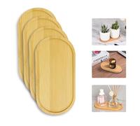 Zfseyuh 4 Piezas Bandeja de Bambú Ovaladas,Bandeja de Bambú para el Baño,Bandeja Ovalada Pequeña 17.5 x 8.8 x 1.5 cm Adecuado para Cocina,Pasteles,Tazas de té,Snacks