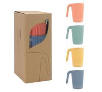 Zfseyuh 4 Piezas Vasos Plastico Duro Reutilizable,Vaso Plastico Infantil y Adultos Tazas Plástico Apilables Taza de Café Beber Taza de Camping con Mango para Agua, Leche, Zumo,350ml
