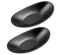 Zfseyuh Bandeja de Joyería 2 Piezas Bandejas de Entrada de Bolsillo Vacías Cuenco Ovalado Negro Reutilizable para Llaves de Mesa de Entrada para Baratijas de Joyería 21,5 * 11,5 cm