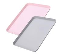 Zfseyuh Bandeja de Plástico 2 Piezas Bandejas para Servir Comida Bandeja Plastico Rectangular Rosa y Gris Antideslizante para Cocina Restaurante Hotel 22 × 30,5 CM