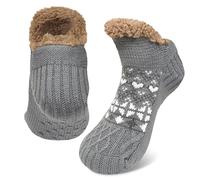 ZFSOCK Calcetines Antideslizantes Invierno para Mujer: Calcetín Andar por Casa Zapatillas con Forro Polar Térmicos Suave Mullidos Cálidos Gruesos Cómodos Regalo Navidad 1 Pares EU 35/42 Gris