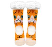 ZFSOCK Calcetines Antideslizantes Pantuflas Mujer: Invierno Calcetines Térmico de Piso Casa Abrigados Navidad o Idea de Regalo para Ella - 1 Par Beige