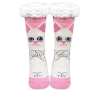 ZFSOCK Calcetines Antideslizantes Pantuflas Mujer: Invierno Calcetines Térmico de Piso Casa Abrigados Navidad o Idea de Regalo para Ella - 1 Par Rosa