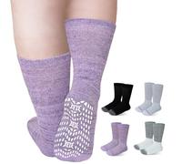 ZFSOCK Calcetines Antideslizantes para Hombre Diabéticos: Sin Goma Sin Costuras Sin Elástico Algodón Confort Acolchado De Felpa Calcetines de Ajuste Holgado Multicolor 4 Pares Tamaño 47-49