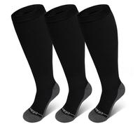 ZFSOCK Calcetines de Compresión para Mujere y Hombre: Medias de Compresion Médicas 20-30 mmHg Sin Costuras para Talla Grande para Varices Correr Deporte Embarazo Viajes Edema Vuelos Negro XXL 3 Pares