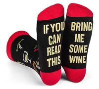 ZFSOCK Calcetines de regalo novedosos para hombres: divertidos calcetines antideslizantes con texto en inglés "If You Can Read This Bring Me Some Wine Tea Coffee Beer Presents for Christmas Birthday