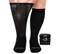ZFSOCK Calcetines Diabeticos Hombre Mujer: Calcetines Bambu Altos Largos Sin Costuras Sin Elástico Extra Anchos Confort Acolchado De Felpa para Pies Hinchados Embarazadas Anciano - Negro 43-46