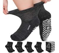 ZFSOCK Calcetines Diabeticos Hombre Mujer: Calcetines Bambu Antideslizantes Transpirable Sin Costuras Sin Elástico Confort Extra Anchos Pies Hinchados, Negro 4 Pares Tamaño 43-46