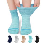 ZFSOCK Calcetines Diabeticos Hombre Mujer: Calcetines Bambu Sin Costuras Sin Goma Extra Anchos No Aprietan para Pies Hinchados - Suritdo , 5 Pares, Talla 43-46