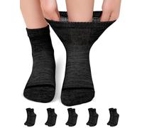 ZFSOCK Calcetines Diabeticos Hombre Mujer: Calcetines Bambu Sin Costuras Sin Goma Extra Anchos No Aprietan para Pies Hinchados - Negro, 5 Pares, Talla 39-42