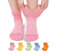 ZFSOCK Calcetines Diabeticos Hombre Mujer: Calcetines Bambu Sin Costuras Sin Goma Verano Extra Anchos No Aprietan para Pies Hinchados - Vibrantes 5 Pares Talla 43-46