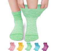 ZFSOCK Calcetines Diabeticos Hombre Mujer: Calcetines Bambu Sin Costuras Sin Goma Verano Extra Anchos No Aprietan para Pies Hinchados - Vibrantes 5 Pares Talla 39-42