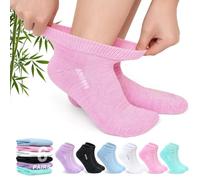 ZFSOCK Calcetines Diabéticos Hombre y Mujer: Calcetines tobilleros Sin Elástico y Sin Costuras Bambú Traspiranti Suela de Rizo Acolchada para Pies Hinchados Ancianos y Embarazadas 43-46 Pastel 6 Paia