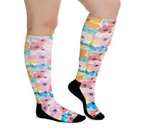 ZFSOCK Calcetines Diabeticos Mujer Hombre: Calcetines Altos Sin Costuras Sin Elástico Extra Anchos Confort Algodón para Pies Hinchados Embarazadas Anciano - Crisantemo 39-42
