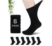 ZFSOCK Calcetines Diabéticos para Hombre y Mujer: Calcetines Bambú sin Elástico ni Costuras con Banda de Confort Extra Ancha No Aprietan para Pies con Diabetes o Piernas Hinchadas Negro 6 Pares 35-38
