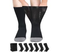 ZFSOCK Calcetines Diabéticos para Hombre y Mujer: Calcetines sin Elástico ni Costuras Algodón con Banda de Confort Extra Ancha para Pies con Diabetes o Piernas Hinchadas - Negro Gris 6 Pares 43-46