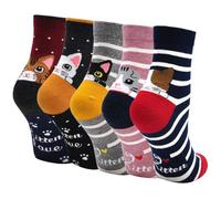 ZFSOCK Calcetines Divertidos Mujer Algodón: Patrón de Animados Animal Fantasía Tobilleros Cortos Coloridos Clásico Dibujos Perro Gato Unicornio, Navidad Año Nuevo Cumpleaños 5 Pares EU 35-42