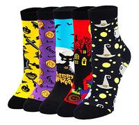 ZFSOCK Calcetines Divertidos Mujer Algodón: Patrón de Animados Animal Fantasía Tobilleros Cortos Coloridos Clásico Dibujos Perro Gato Unicornio, Navidad Año Nuevo Cumpleaños 5 Pares EU 35-42