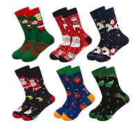 ZFSOCK Calcetines Hombre Divertidos Navidad: Calcetines Con Dibujos de Algodón Colores Estampados Originales Regalos Curiosos Para Hombre Patrón Animales Talla 39-46
