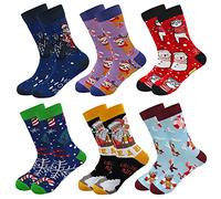 ZFSOCK Calcetines Hombre Divertidos Navidad: Calcetines Con Dibujos de Algodón Colores Estampados Originales Regalos Curiosos Para Hombre Patrón Animales Talla 39-46