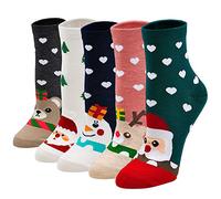 ZFSOCK Calcetines Navidad Mujer Divertidos: Invierno Térmicos Algodon Calcetines Patrón Animales Originales Navidad Madre Novia Cumpleaños 5 Pares Talla 35-42