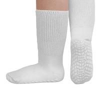 ZFSOCK Calcetines Sin Goma Hombre Diabeticos: Calcetines Antideslizantes Sin Costuras Algodón Ajuste Holgado Blanco 3 Pares Tamaño 47-50