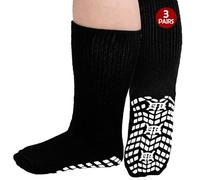 ZFSOCK Calcetines Sin Goma Hombre Diabeticos: Calcetines Antideslizantes Sin Costuras Algodón Ajuste Holgado Negro 3 Pares Tamaño 47-50