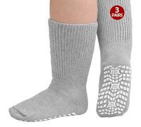 ZFSOCK Calcetines Sin Goma Hombre Diabeticos: Calcetines Antideslizantes Sin Costuras Algodón Ajuste Holgado Gris 3 Pares Tamaño 39-46