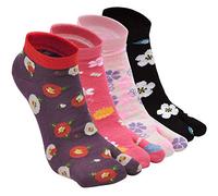 ZFSOCK Calcetines Tabi Dedos Mujer: Divertidos Flip Flop Calcetines De Dos Dedos Algodón Casual Pulgar Separado para Geta Kimono Chanclas Estilo Japonés Patrón De Sakura 35-41(Sakura-B-4 Pares)