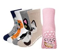 ZFSOCK Chaussettes Antidérapantes Enfant Filles: Coton Doux avec Motifs Animaux pour École Sport et Quotidien Taille 35-38 5 Paires