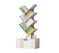ZFUCMAYL Estantería De Árbol con Cajón, Estantería De Exhibición De Almacenamiento De 8 A 14 Niveles, Estantería De Libros Vertical De Pie, For Oficina, Estudio, Sala De Estar(White,8 Tier)